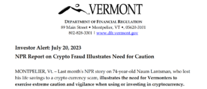 Vermont's Crypto Scam Warning