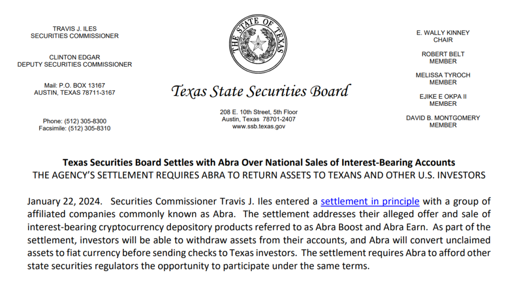Abra to Repay Texas Investors in Settlement