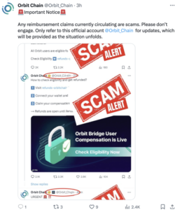 Orbit Chain Issues Warning After Hack