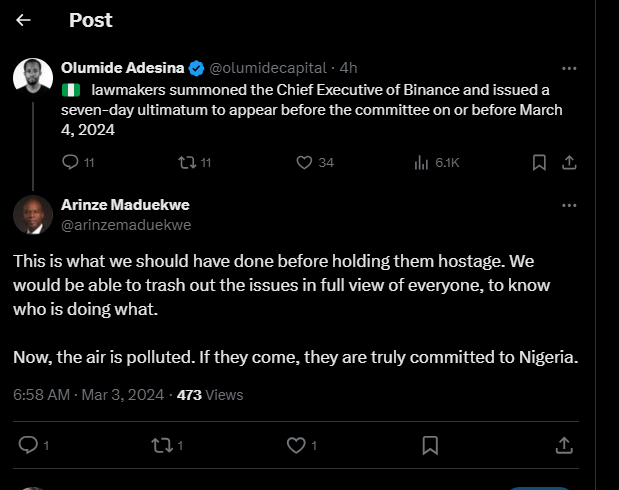 Nigeria Summons Binance CEO Over Allegations