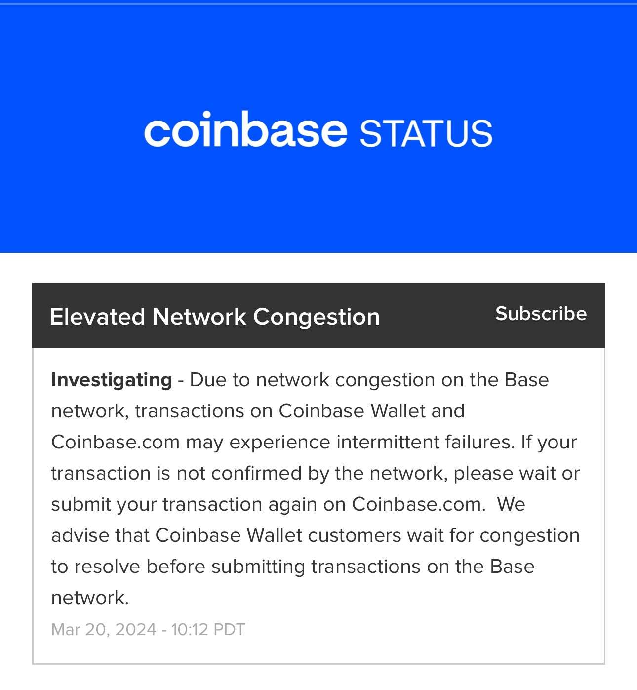 Coinbase Transactions Fail Due to Rising Activity on Base Network