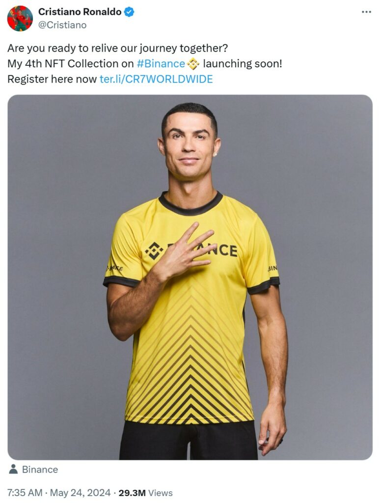Cristiano Ronaldo Launches 4th NFT Collection with Binance
