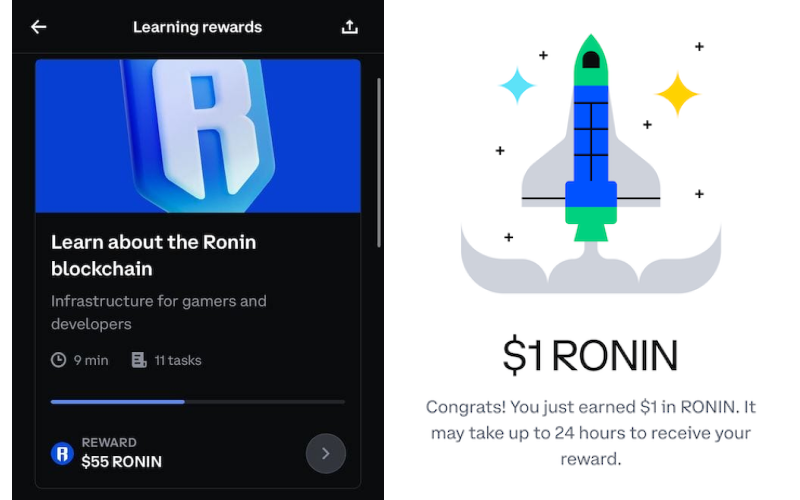 Coinbase Launches Ronin Learn & Earn Program